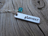 Glamour Inspiration Necklace-"glamour" - Hand-Stamped Necklace with an accent bead of your choice