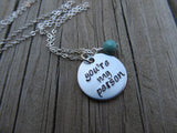 Friendship Inspiration Necklace- "you're my person"- Hand-Stamped Necklace with an accent bead in your choice of colors