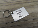 Personalized Little Sister Keychain- "little sister " and a name of your choice - Hand Stamped Metal Keychain
