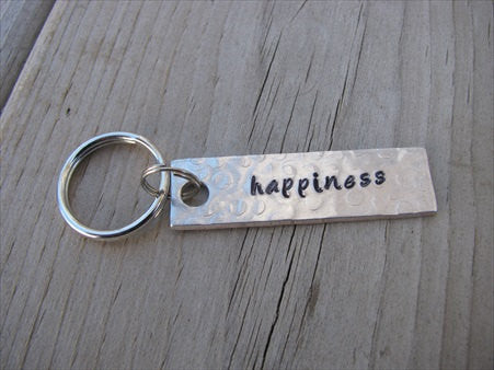 Happiness Inspirational Keychain- happiness - Hand Stamped Metal Key –  Jenn's Handmade Jewelry