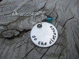 Go The Distance Inspiration Necklace- "go the distance" - Hand-Stamped Necklace with an accent bead in your choice of colors