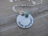 Inspiration Necklace- "love yourself" - Hand-Stamped Necklace with an accent bead in your choice of colors