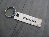 Priceless Inspiration Keychain - "priceless"  - Hand Stamped Metal Keychain- small, narrow keychain