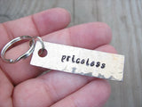 Priceless Inspiration Keychain - "priceless"  - Hand Stamped Metal Keychain- small, narrow keychain