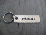 Priceless Inspiration Keychain - "priceless"  - Hand Stamped Metal Keychain- small, narrow keychain