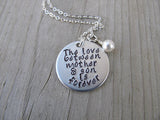 Mother and Son Quote Inspiration Necklace- "The love between mother & son is forever" - Hand-Stamped Necklace with an accent bead in your choice of colors