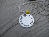 Here Comes The Sun Inspiration Necklace- "here comes the sun" - Hand-Stamped Necklace with an accent bead in your choice of colors